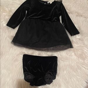 Chelsea & Violet Black Velvet Kids Formal Dress